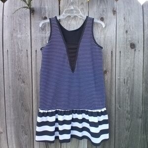 Lululemon Athletica Both Way Dress Size 8 Parallel Striped Black Reversible Mesh